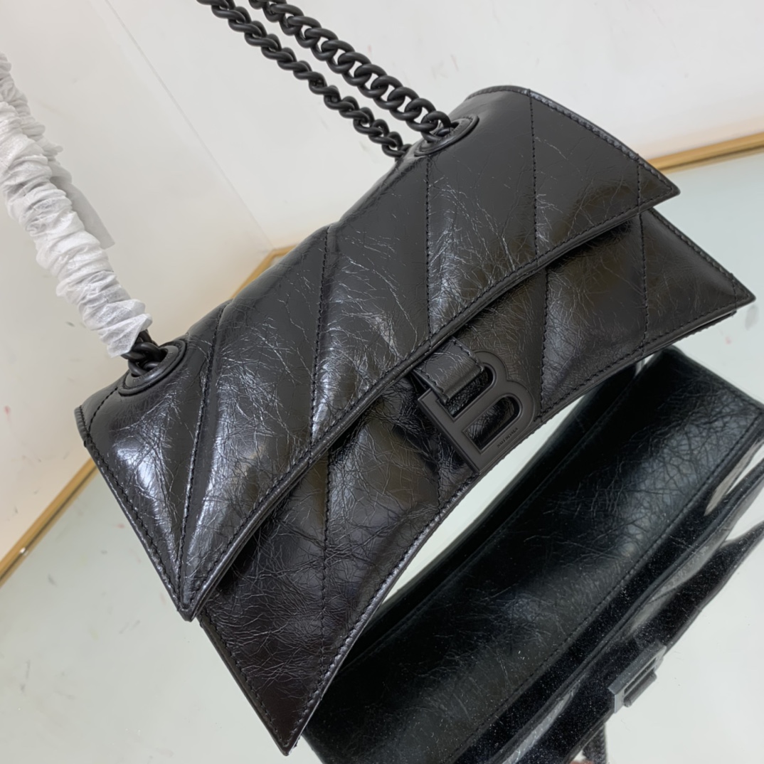 Ba1en*iaga Crush Small Chain Bag Quilted In Optic White/Black For Women 9.8in/25cm 716351210J09001