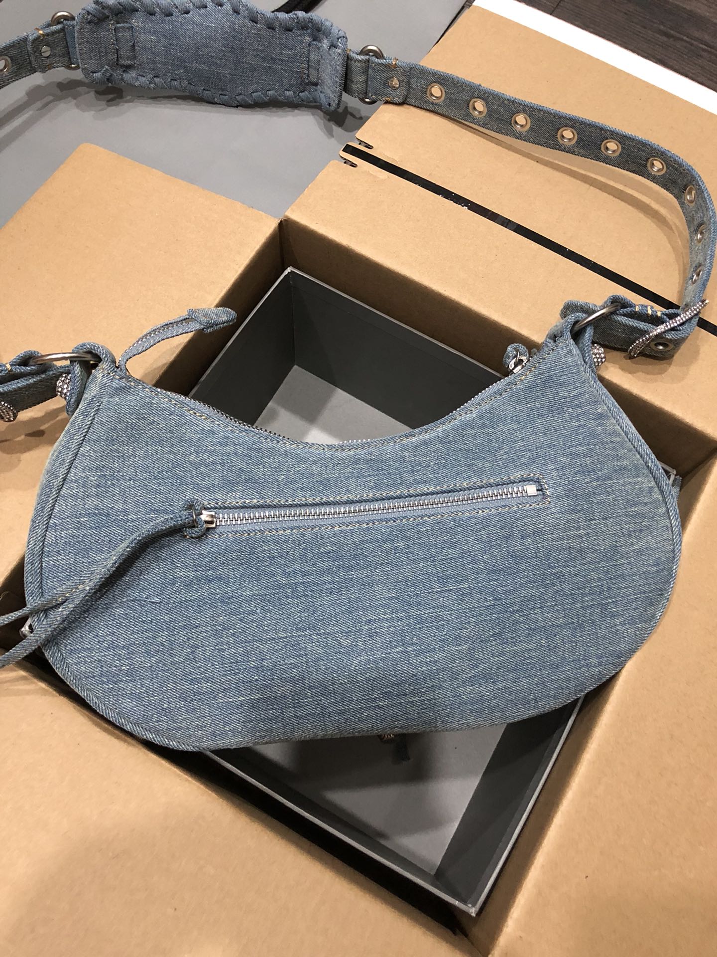 Ba1en*iaga Le Cagole XS Shoulder Bag Denim In Blue For Women 10.2in/26cm 6713092109U4715