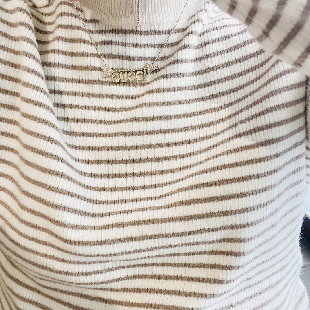 Gvc*1 Arrow Letters Necklace Gold For Women