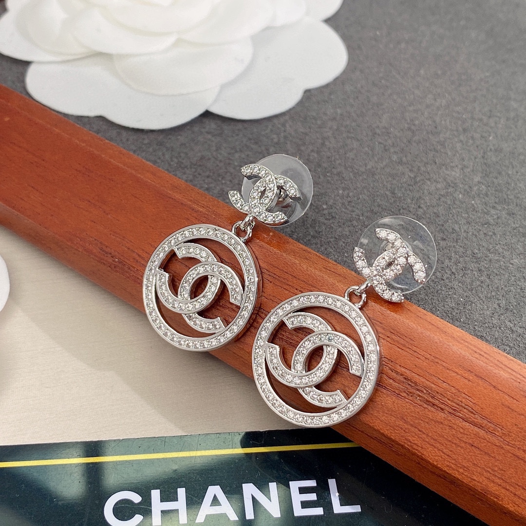 Ch**el Circle Earrings Silver For Women