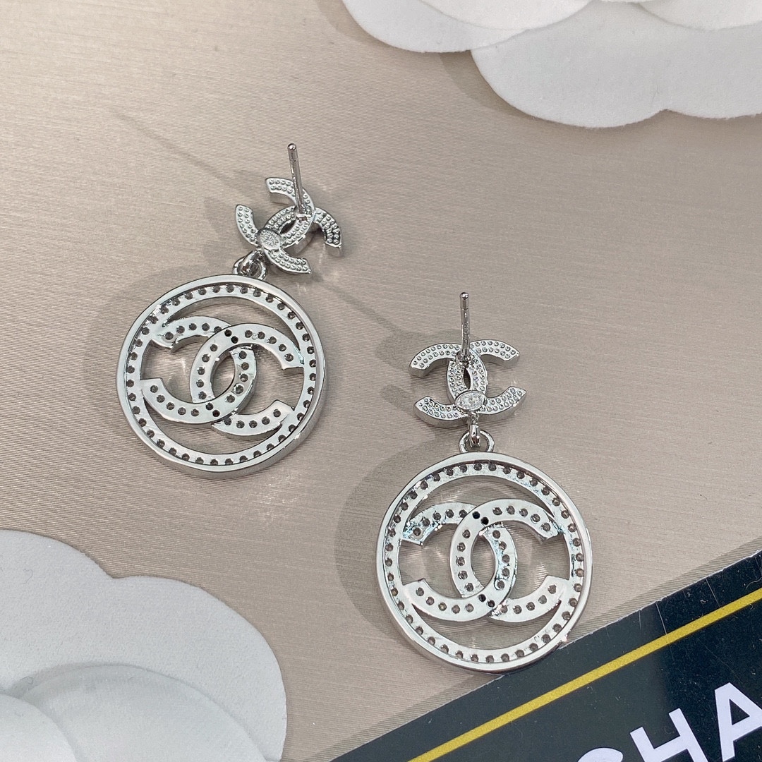 Ch**el Circle Earrings Silver For Women