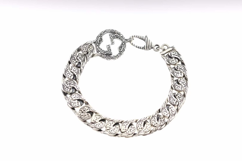 Gvc*1 Interlocking G Chain Bracelet Silver Tone For Men 454285 J8400 0811