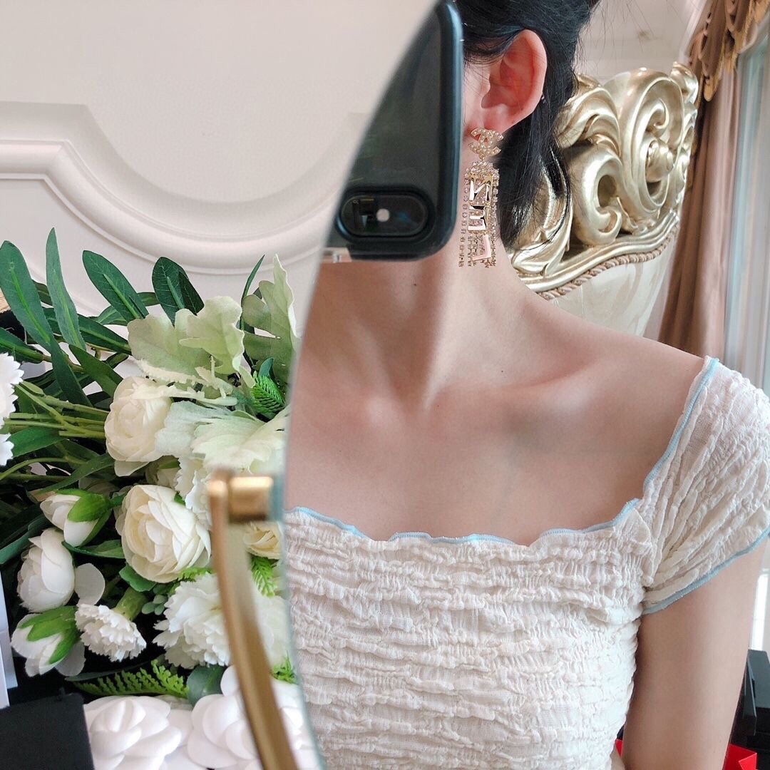 Ch**el Letter Tassel Earring Gold For Women