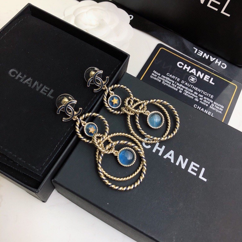 Ch**el Multi Circles Earrings Gold Tone For Women