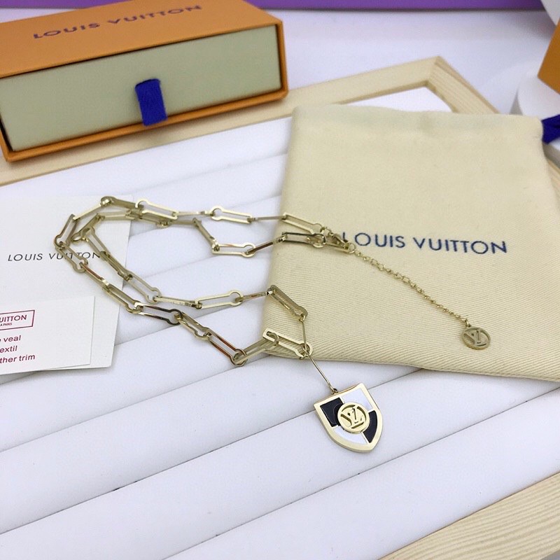 Gvc*1 Shield Necklace Gold Tone For Women