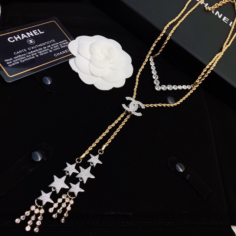 Ch**el Sixfold Star Necklace Gold Tone For Women
