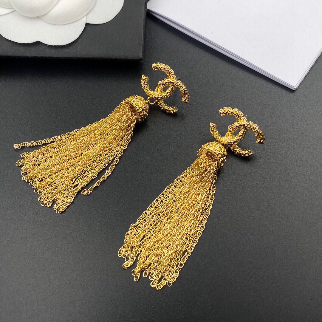 Ch**el Tassel Earrings Gold For Women