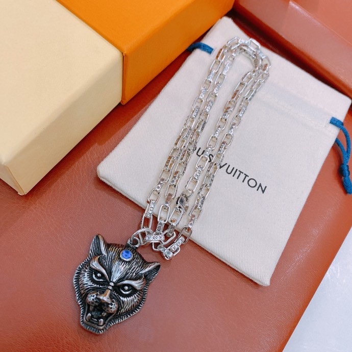 L0vis Vvtt0n Tiger Head Necklace Silver For Women