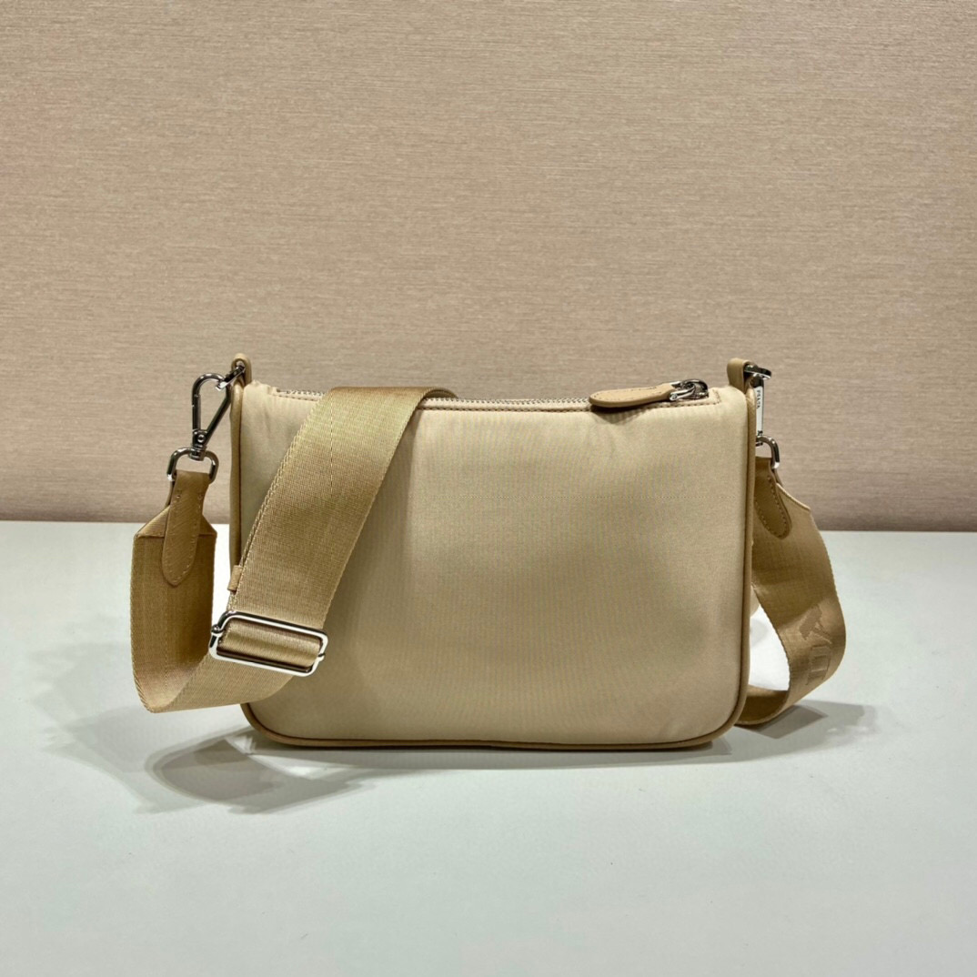 Pra*a Re-Nylon Shoulder Bag In Beige For Women 8.6in/ 22cm