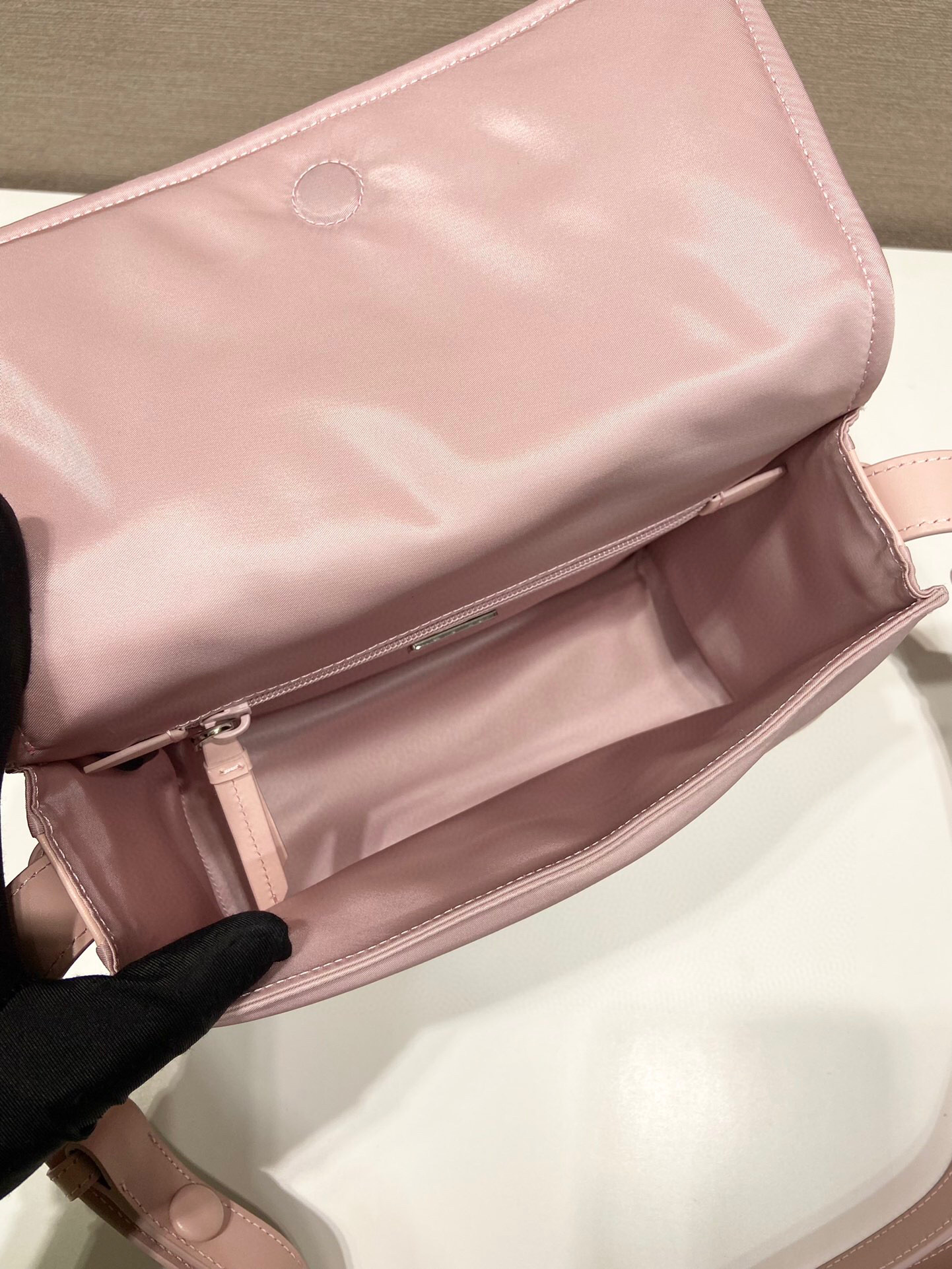 Pra*a Small Padded Shoulder Bag In Beige/Pink For Women 9.1in/ 23cm 1BD313_RDLN_F0F24_V_OOO