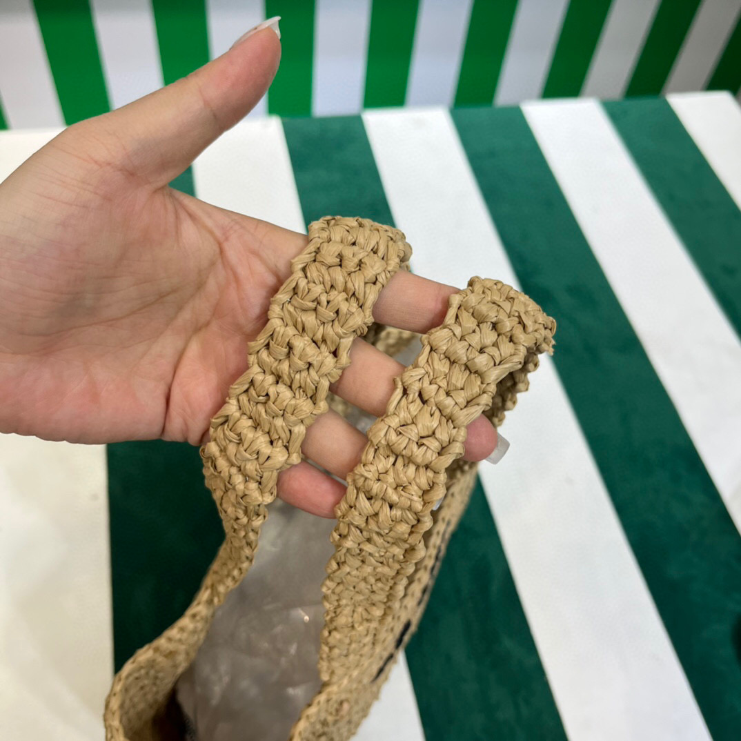 Pra*a Small Raffia Tote Beige For Women 22cm/ 8.7in 1BG444_2A2T_F0018_V_OOO