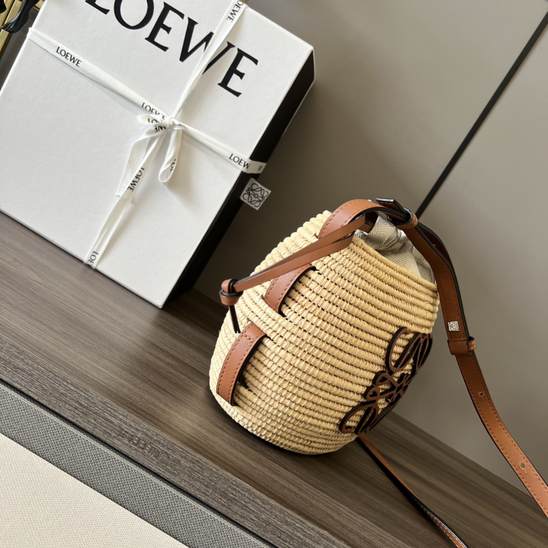 L0ew* Beehive Basket Bag Beige/Brown For Women 7.9in / 20cm A223Z48X03