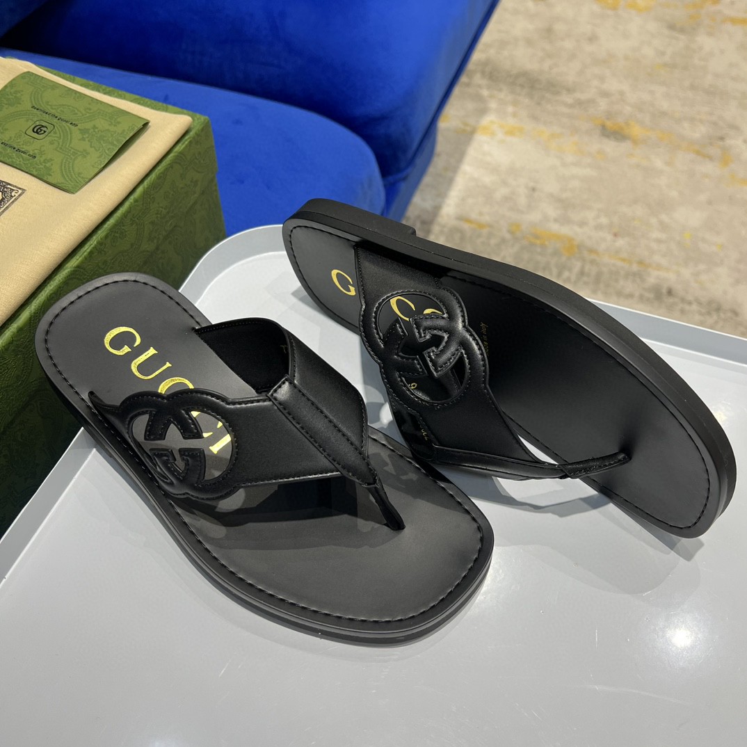 Gvc*1 Interlocking-G Thong Sandal Black For Men