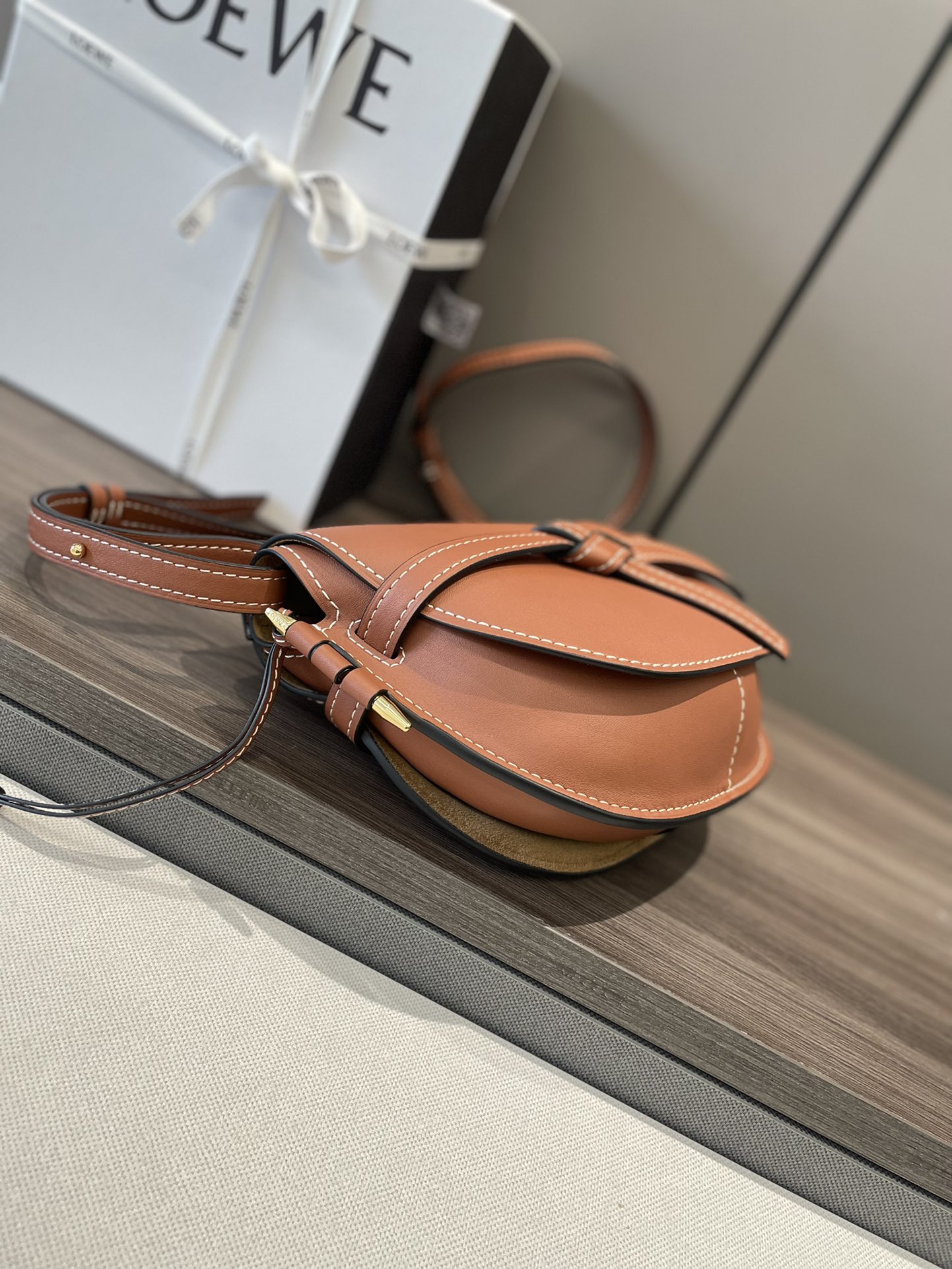 L0ew* Mini Gate Dual Bag Brown For Women 8.3in / 21cm