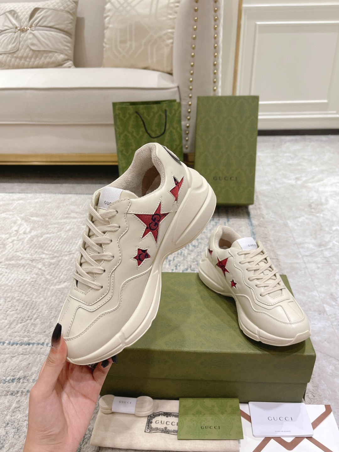 Gvc*1 Rhyton Sneaker With Stars White For Men 664961-2SHC0-9560