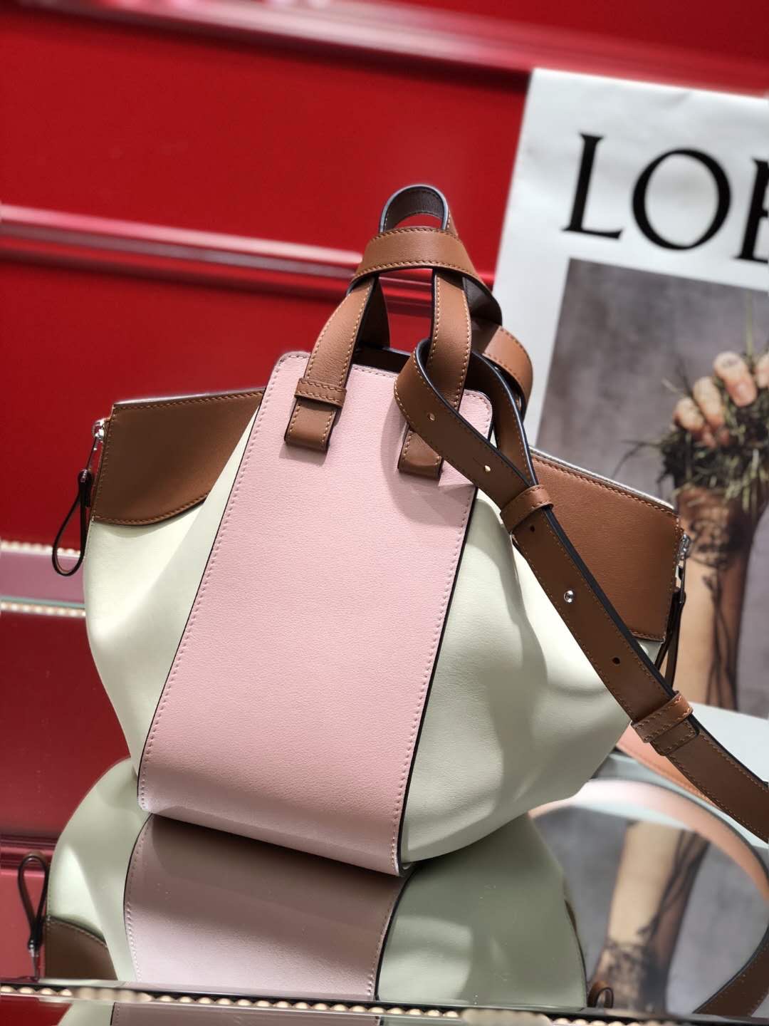 L0ew* Small Hammock Bag Blue/Pink/Beige/White/Brown/Burgundy/Grey For Women 11.8in / 30cm