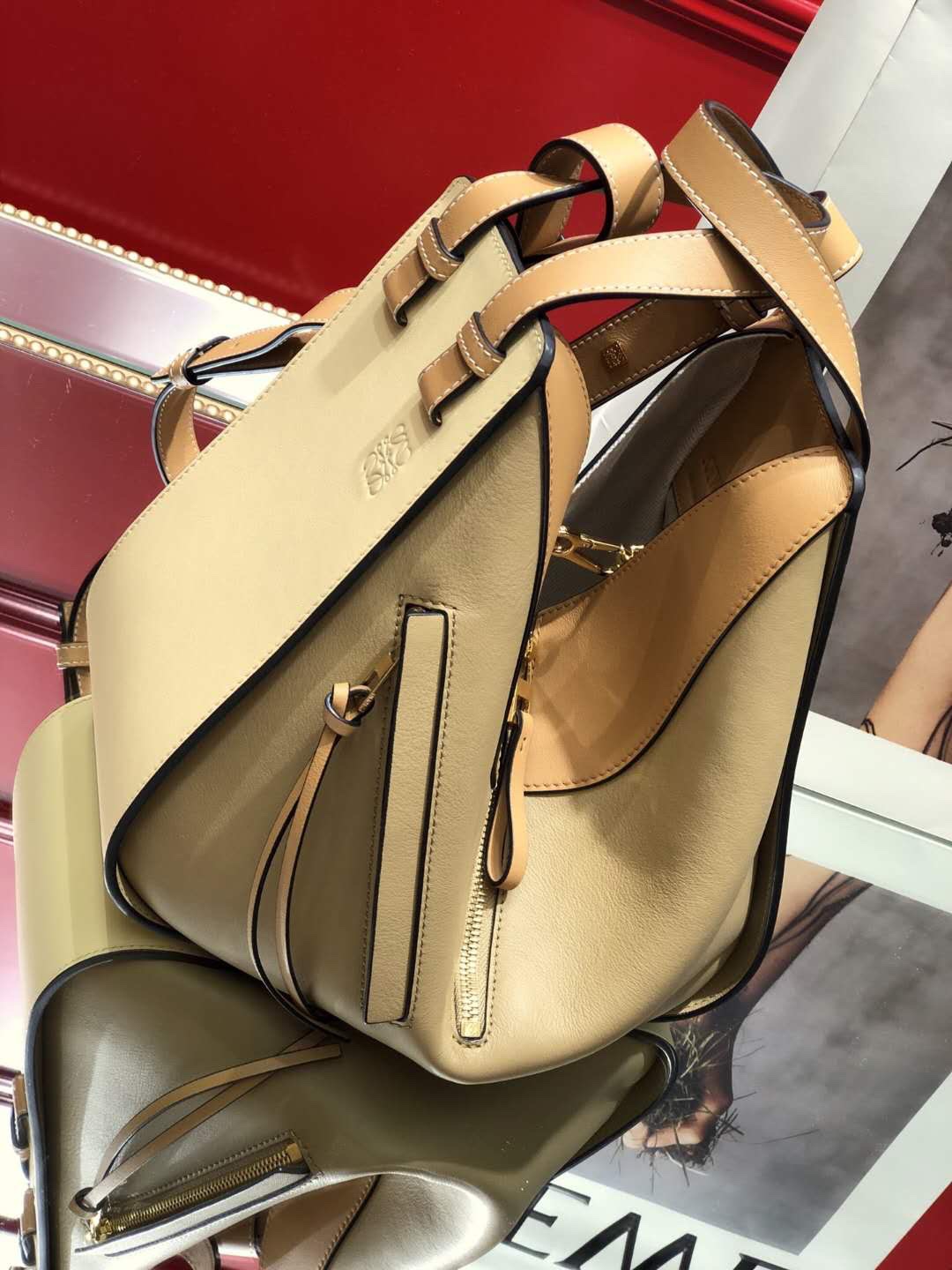 L0ew* Small Hammock Bag Blue/Pink/Beige/White/Brown/Burgundy/Grey For Women 11.8in / 30cm