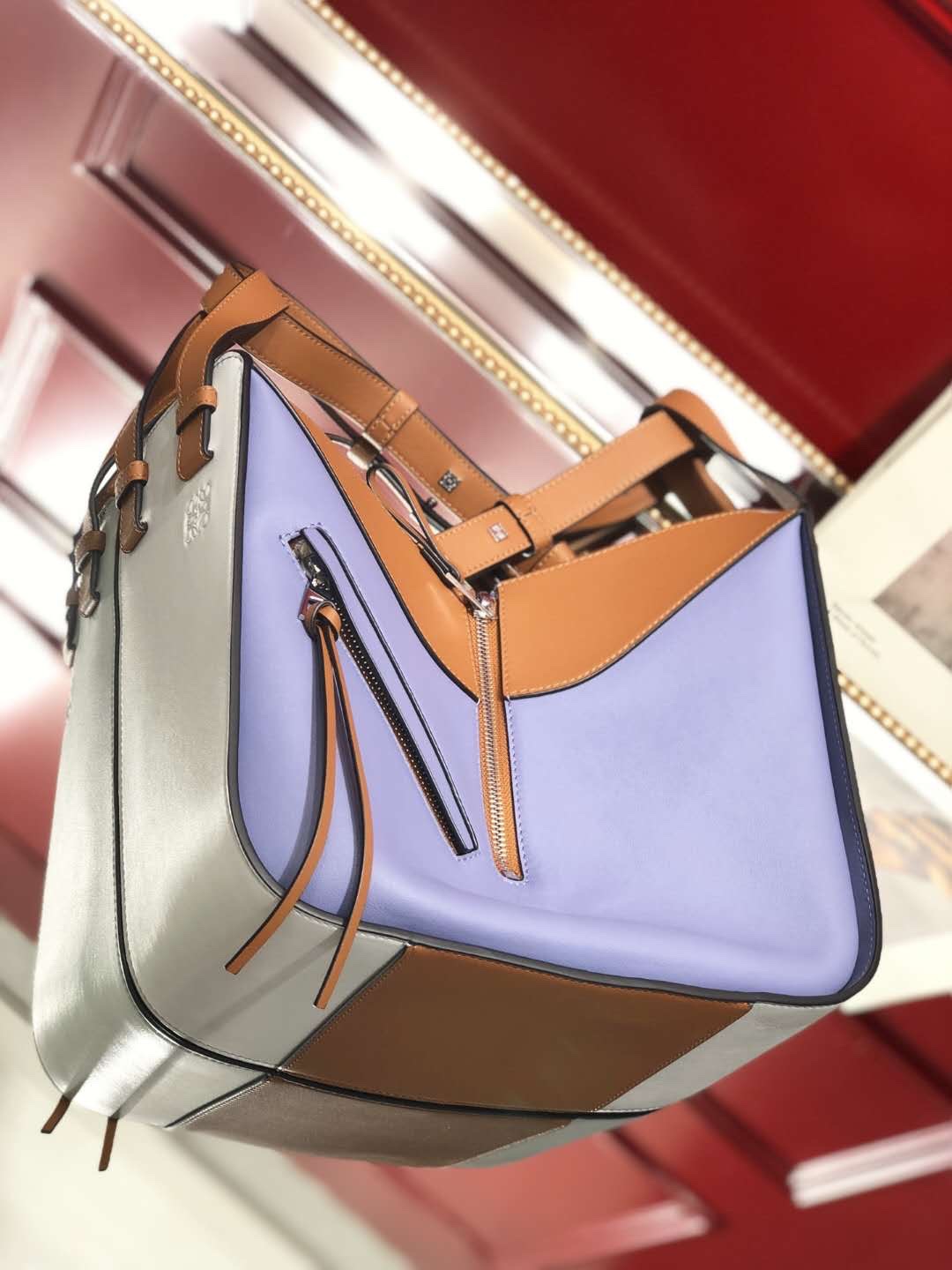 L0ew* Small Hammock Bag Blue/Pink/Beige/White/Brown/Burgundy/Grey For Women 11.8in / 30cm