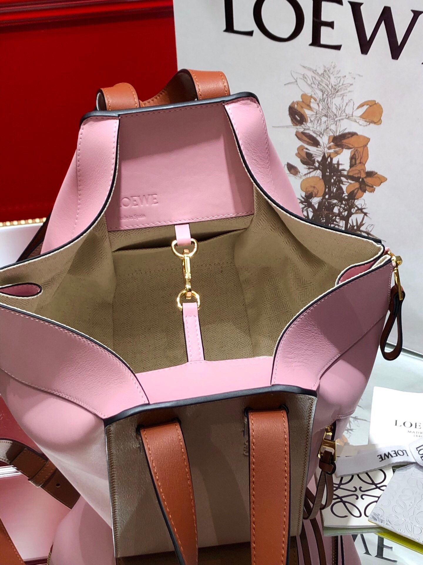 L0ew* Small Hammock Bag Blue/Pink/Beige/White/Brown/Burgundy/Grey For Women 11.8in / 30cm