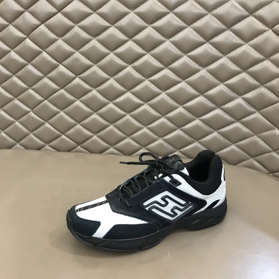 F**di FD Faster Trainers Sneakers Black And White For Men