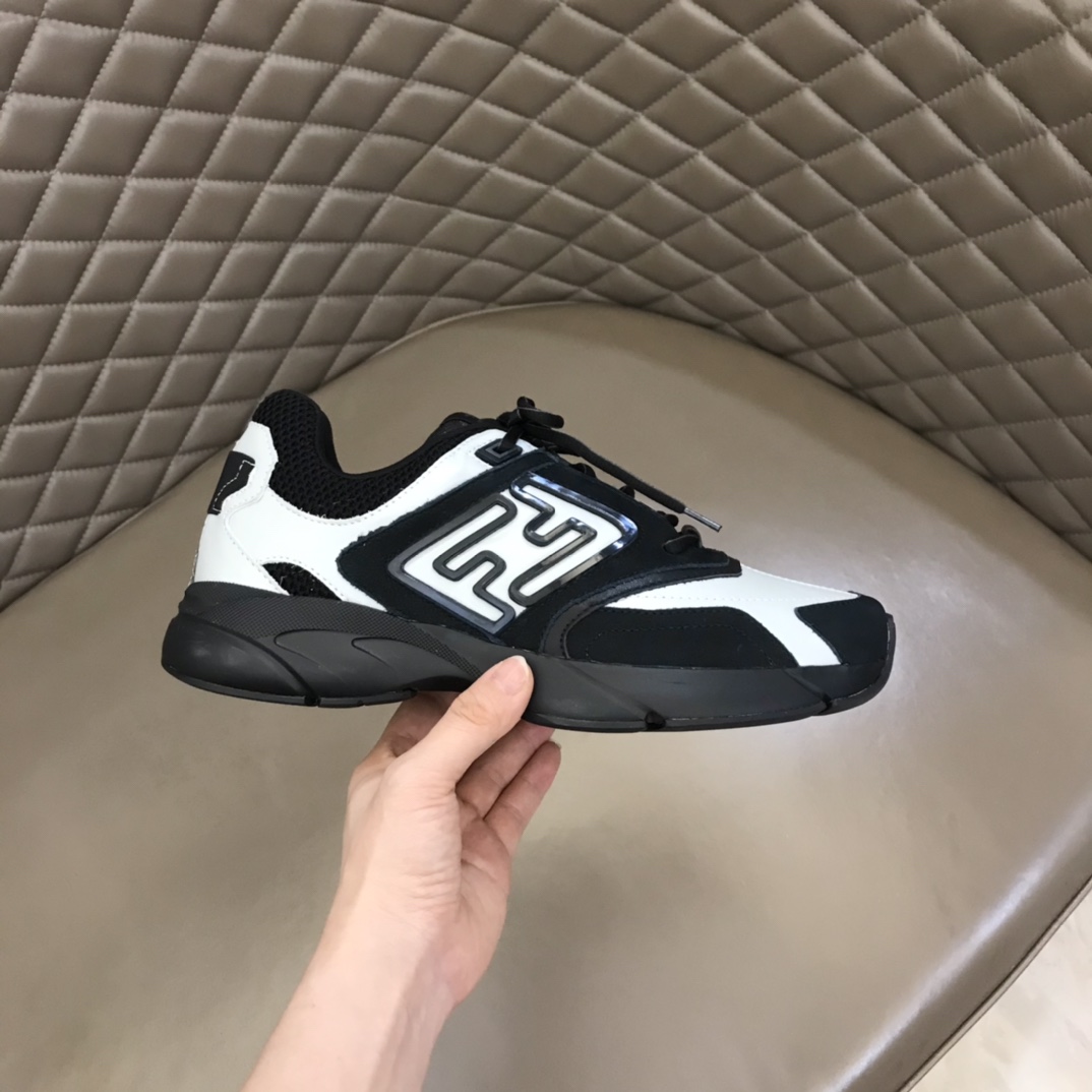 F**di FD Faster Trainers Sneakers Black And White For Men
