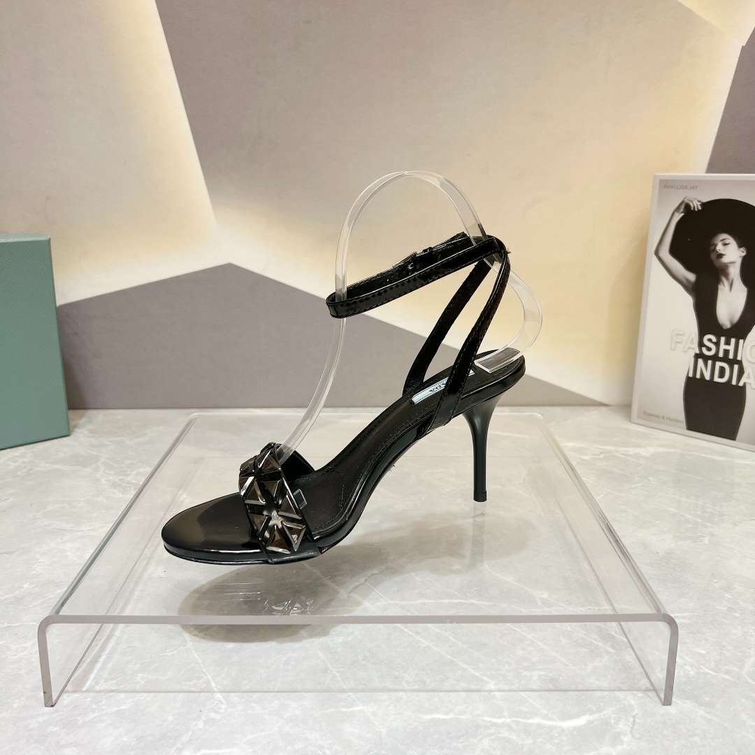 Pra*a Ankle Strap Pumps Black For Women