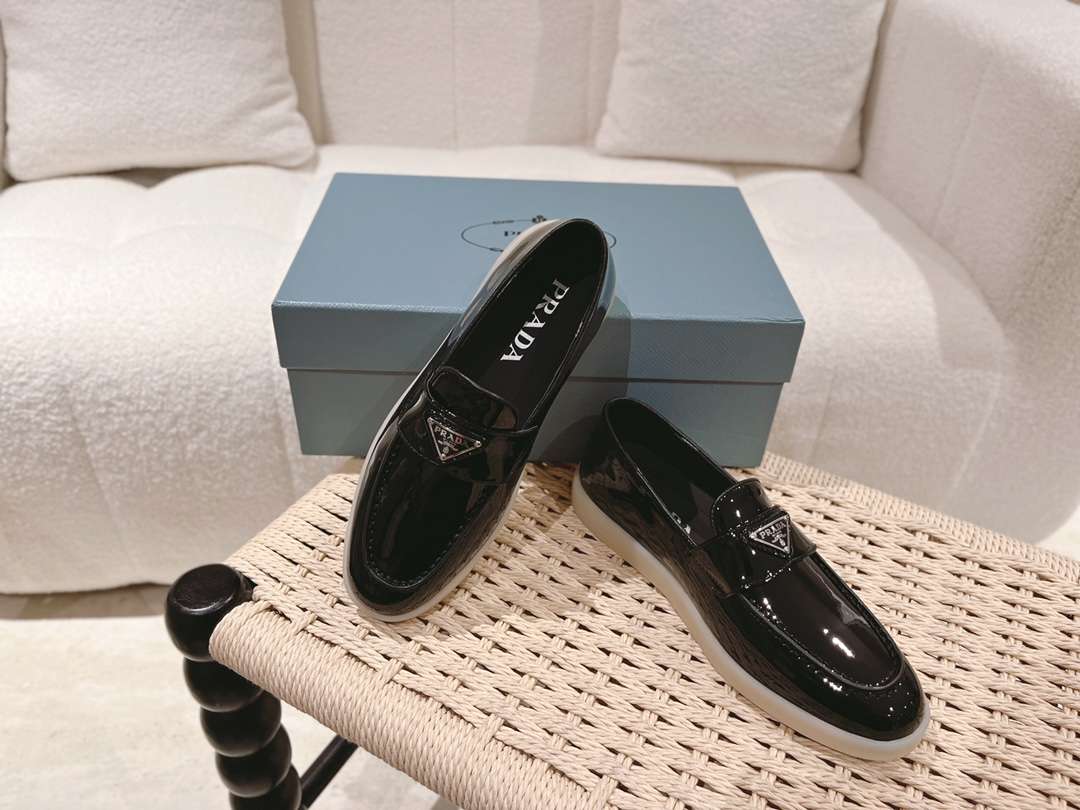 Pra*a Brushed Loafers Black For Women