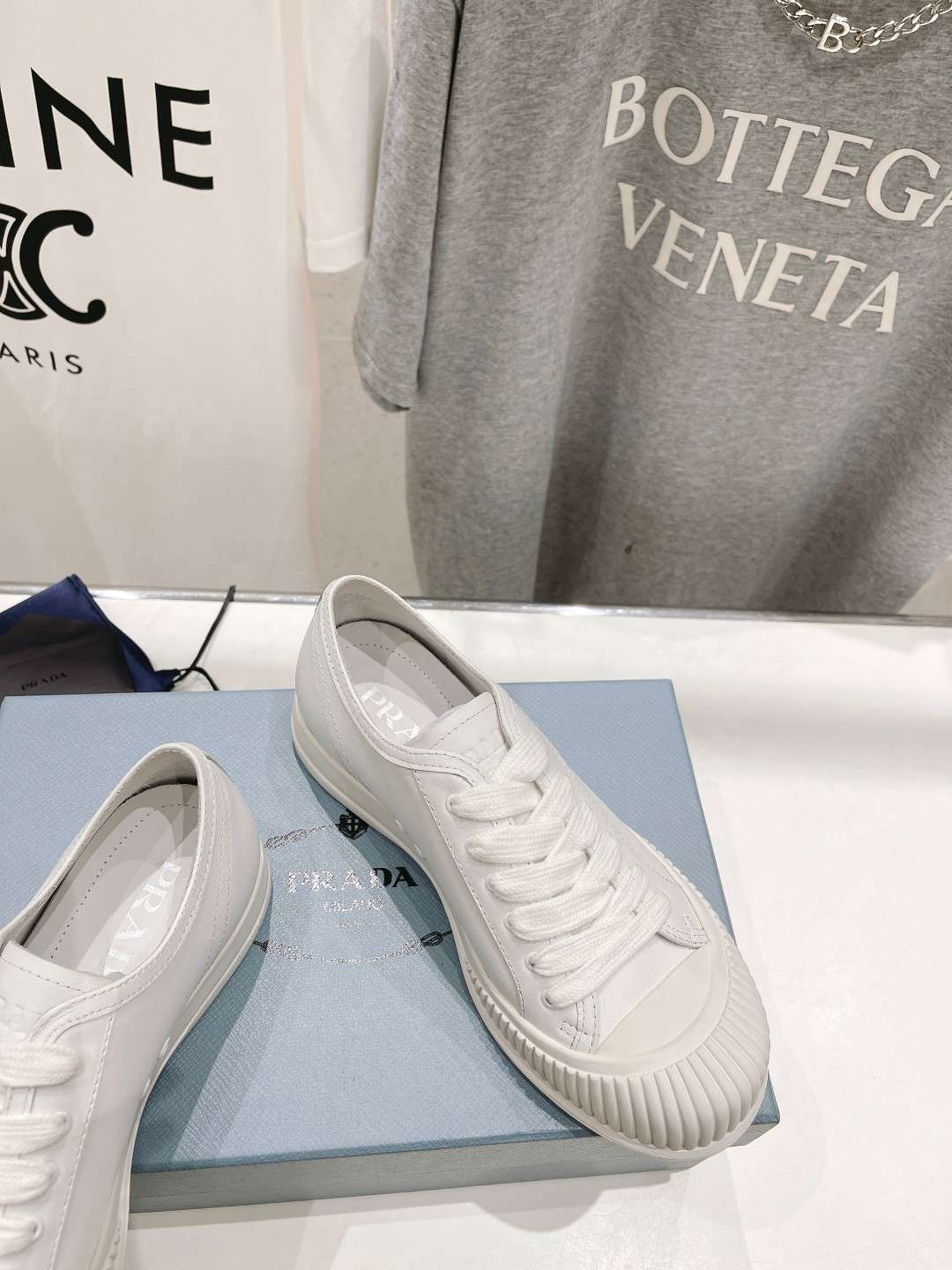 Pra*a Chunky Sole Sneakers White For Women