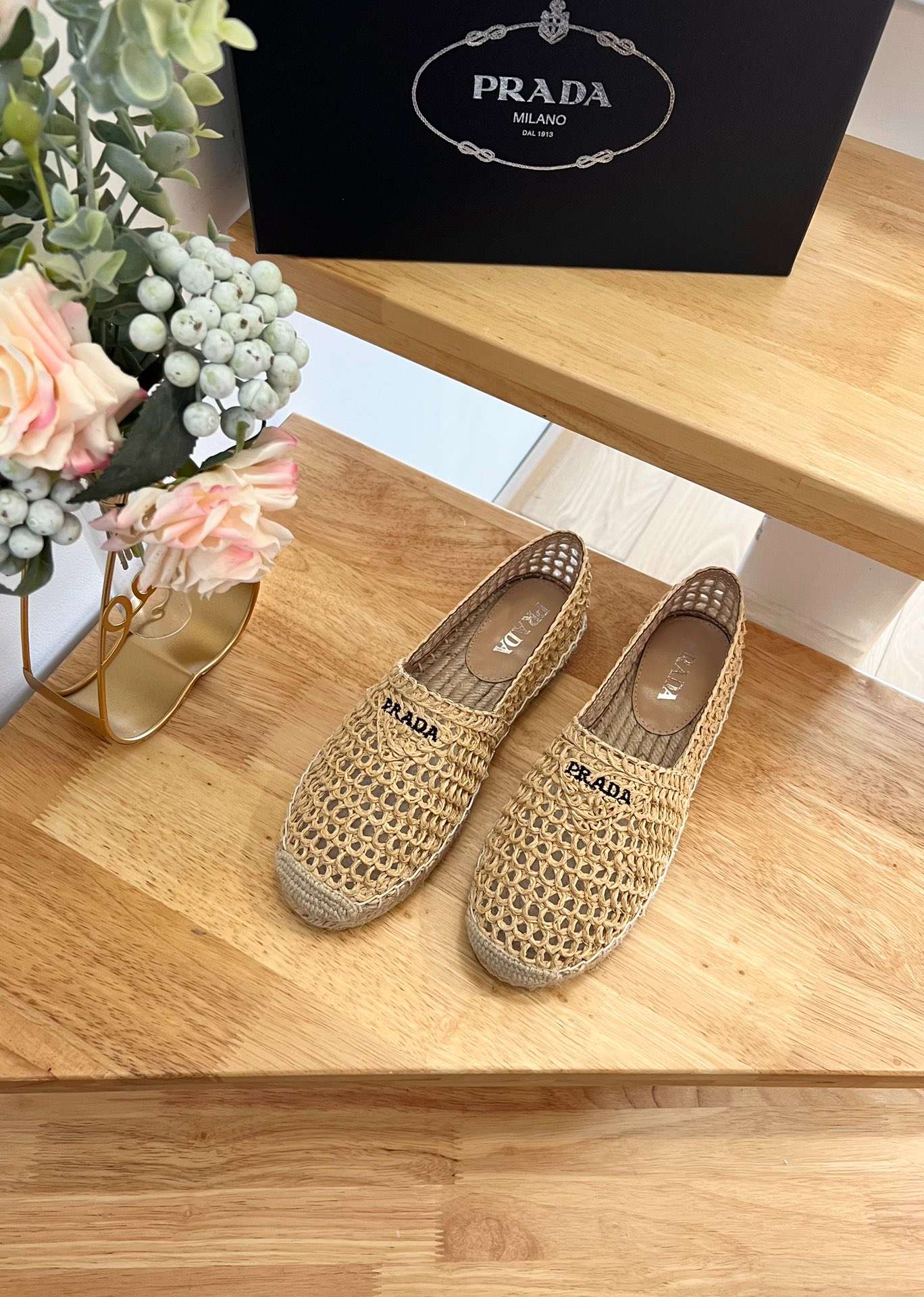 Pra*a Crochet Espadrilles Beige For Women 1S055N_3LLQ_F0018_F_020