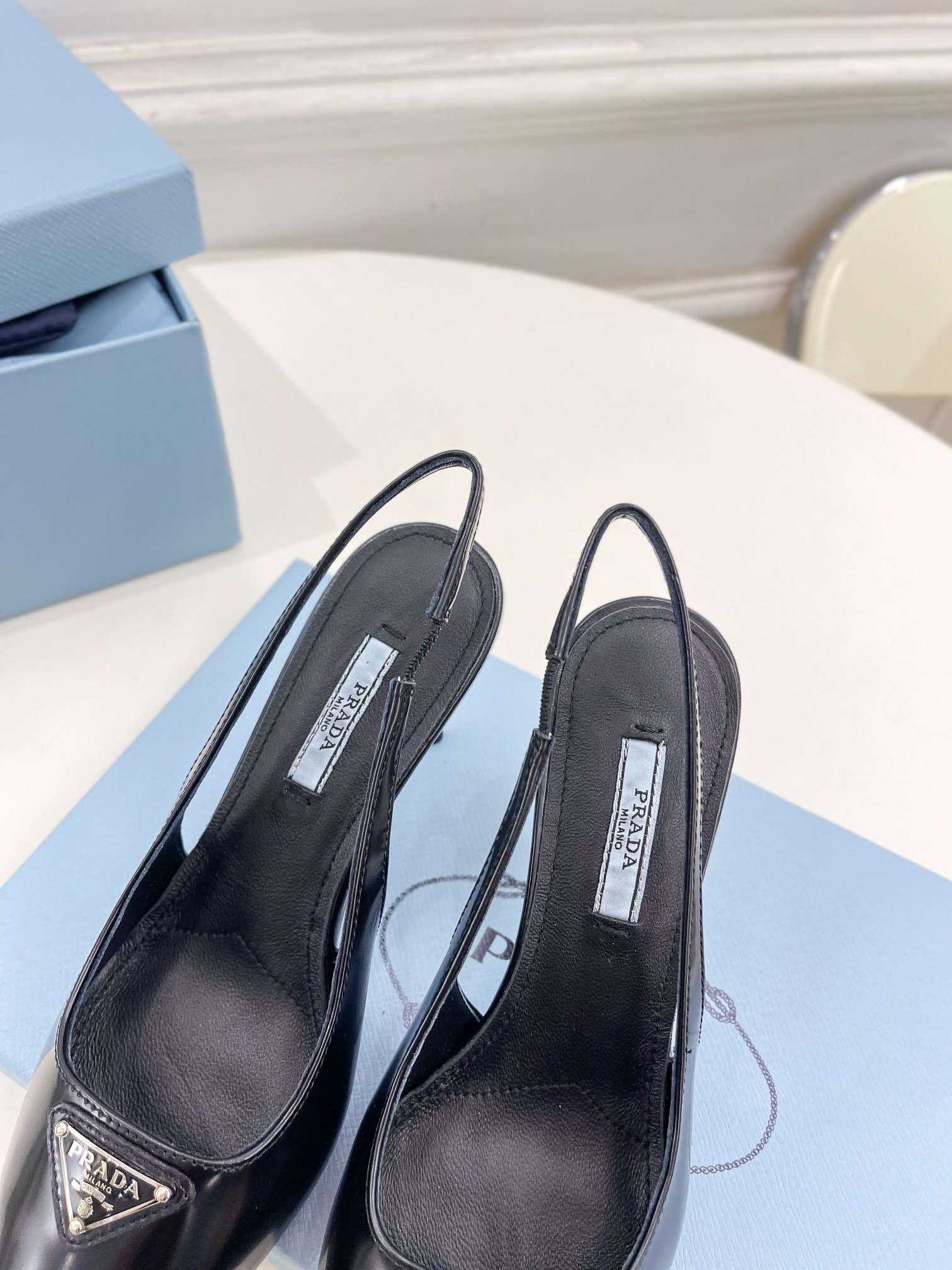 Pra*a Slingback Spike Pumps Black For Women