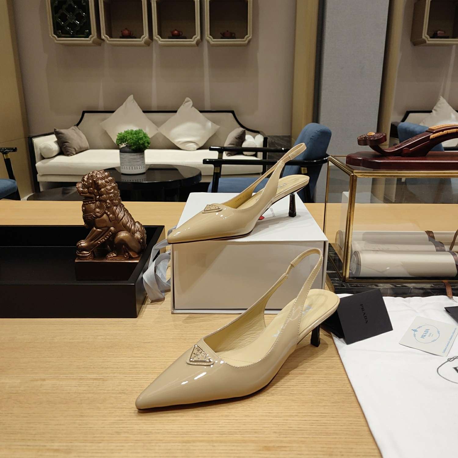 Pra*a Slingback Spike Pumps Brown For Women