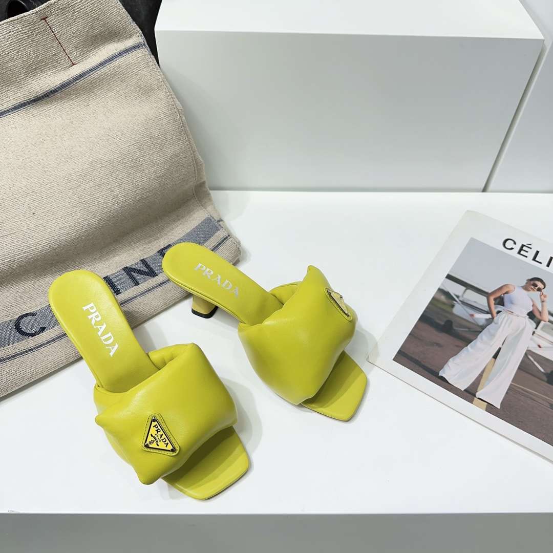 Pra*a Soft Padded Nappa Sandals Yellow For Women