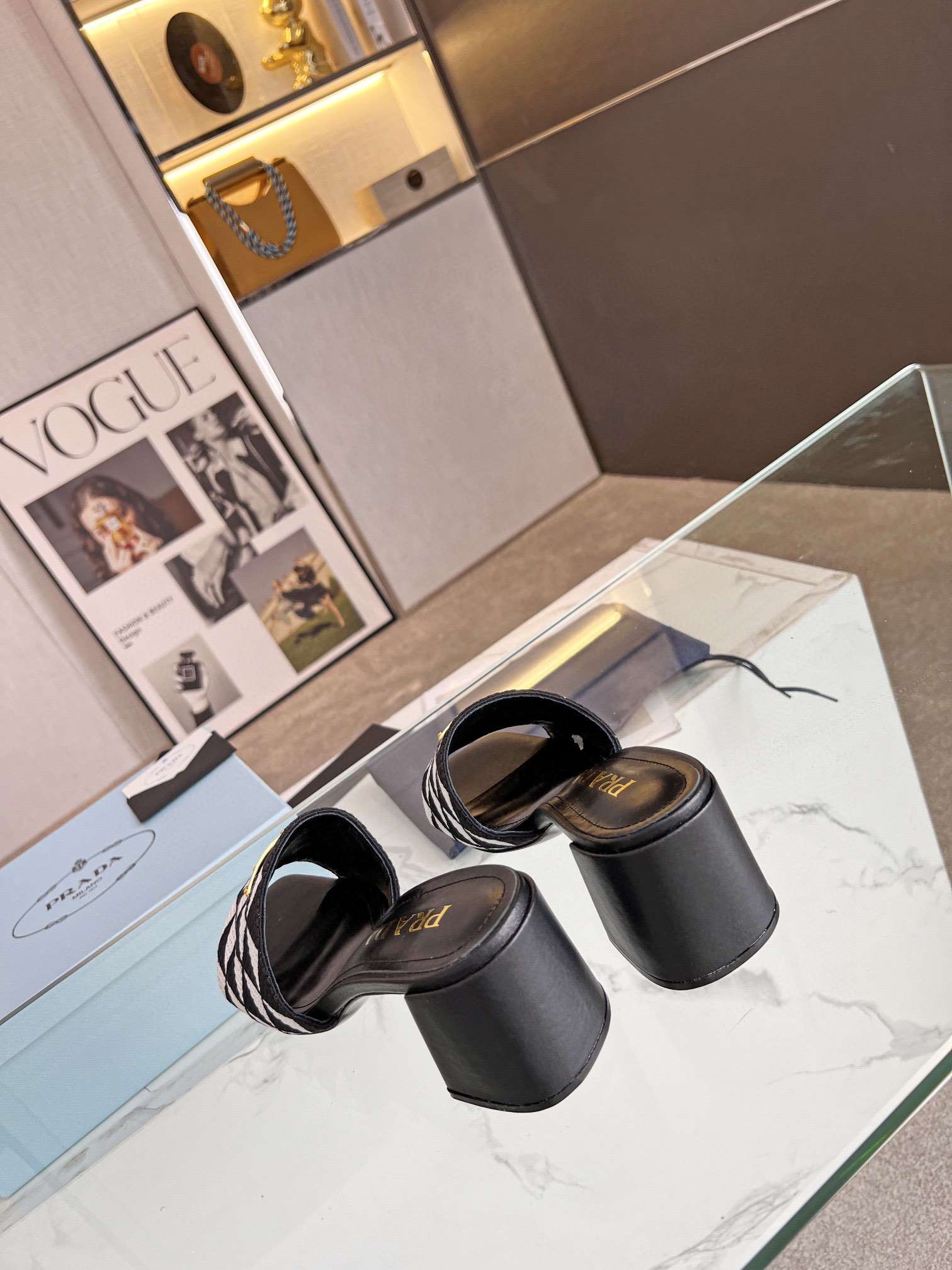 Pra*a Triangle Slip-On Sandals Black For Women