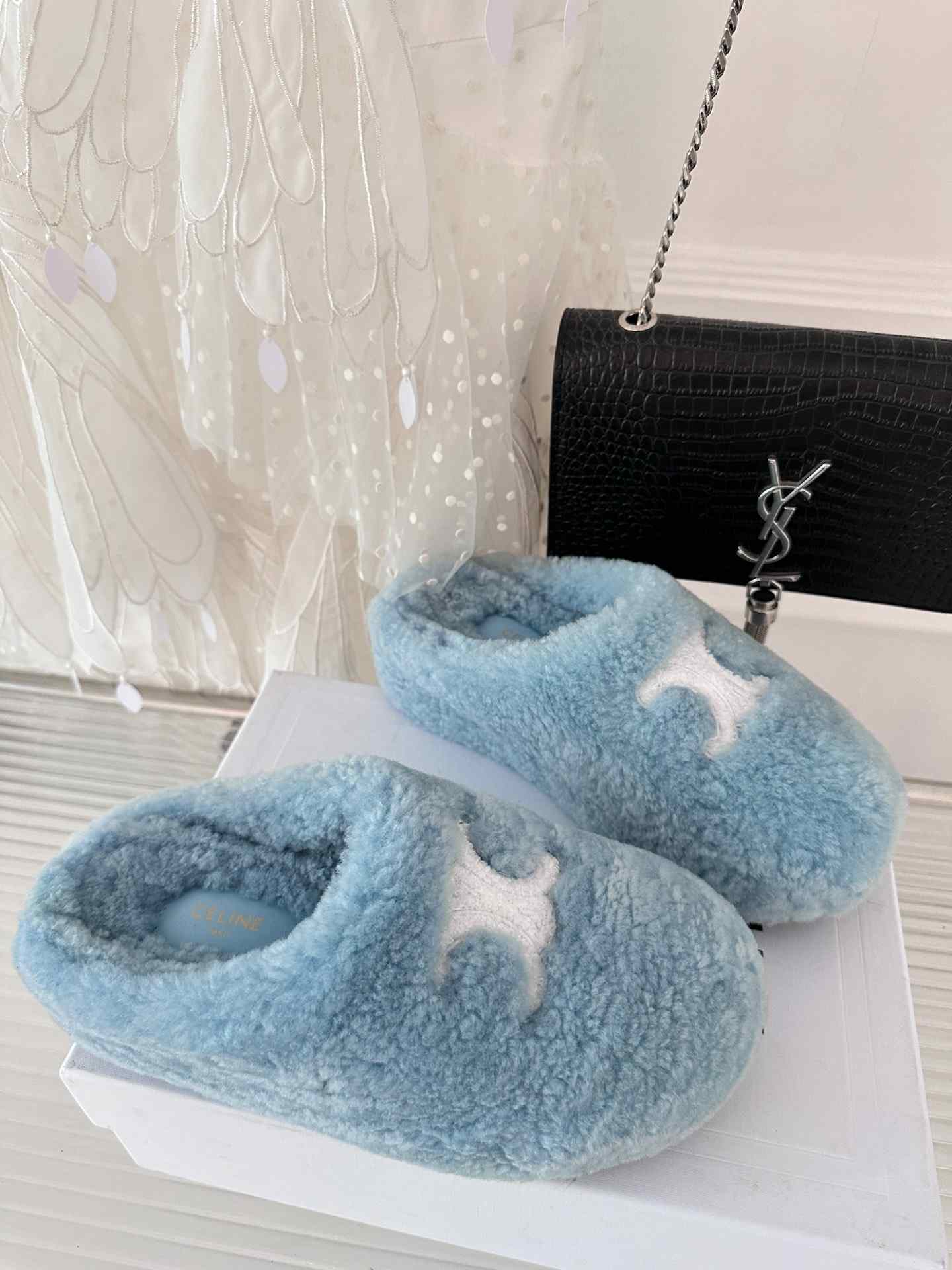 Ce1i*e Ce1i*e Fur Mule In Shearling Blue For Women