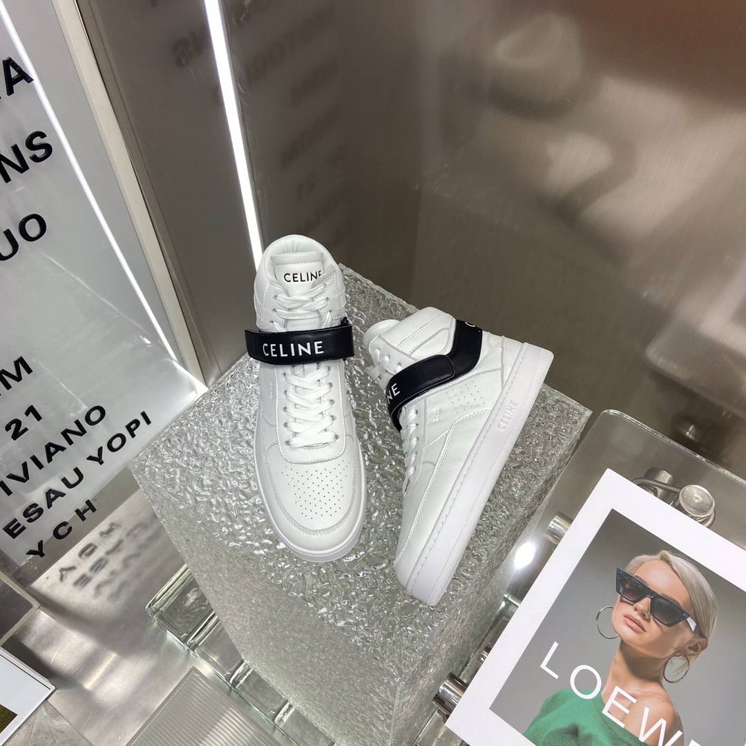 Ce1i*e Trainer High Sneaker With Scratch White And Black For Women