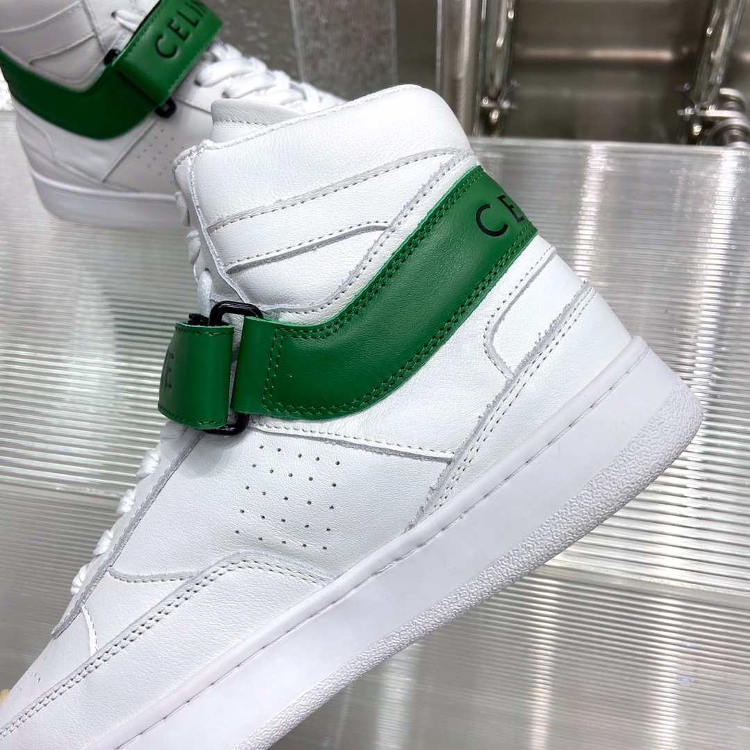 Ce1i*e Trainer High Sneaker With Scratch White And Green For Women