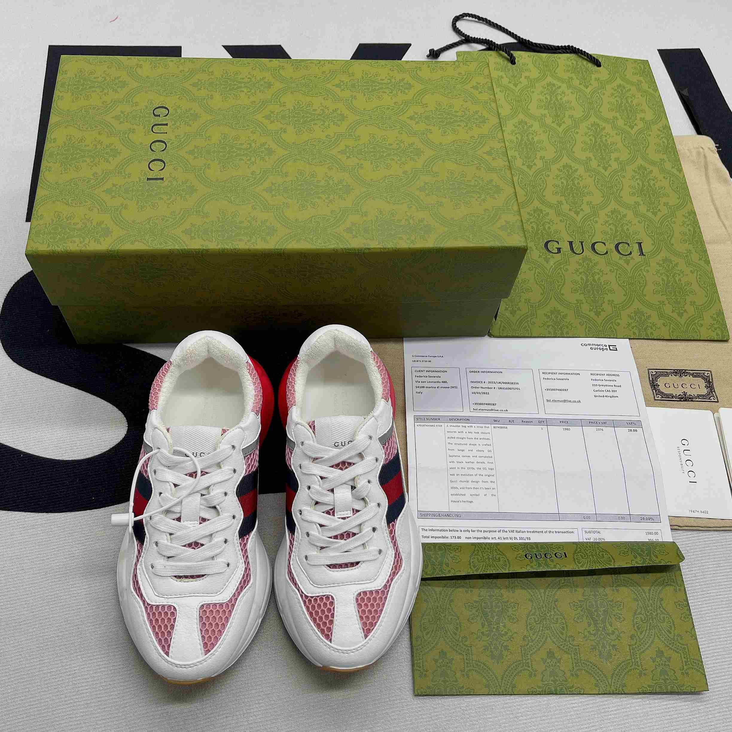 Gvc*1 GG Rhyton Sneaker Pink And Red For Men