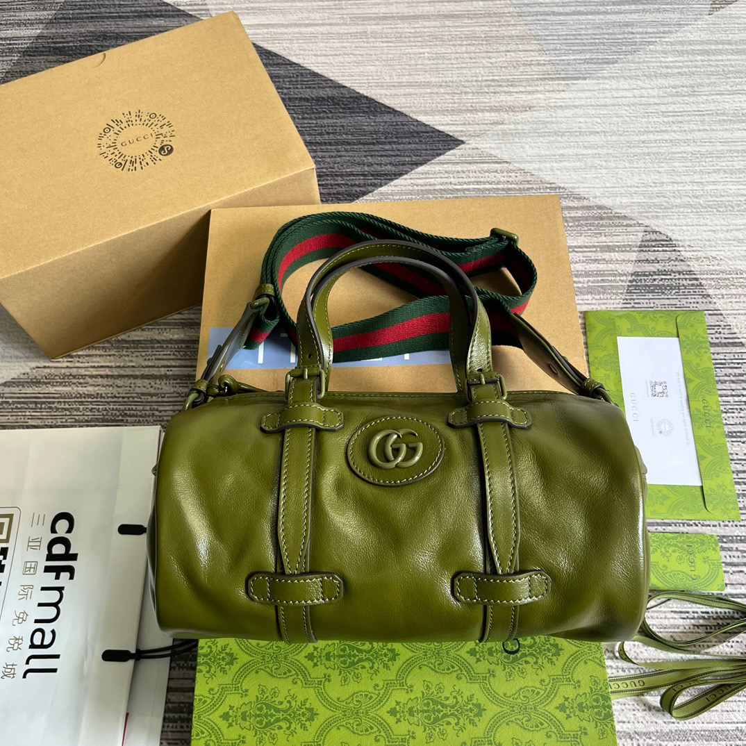 Gvc*1 Small Duffle Bag With Tonal Double G Black/Green Khaki/Grey 11.2 in/28.5cm 725701 AABDE 1060