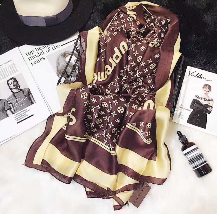 L0vis Vvtt0n Svp*me x LV Shawl Scarf Brown For Women