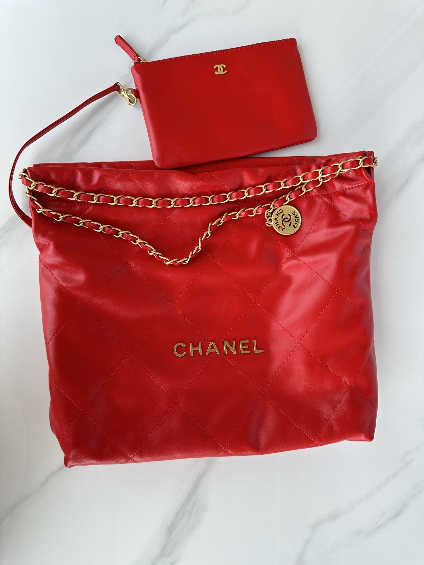 [True-to-ORIGINAL] Ch**el 22 Handbag Red For Women 39cm / 15.3in AS3261