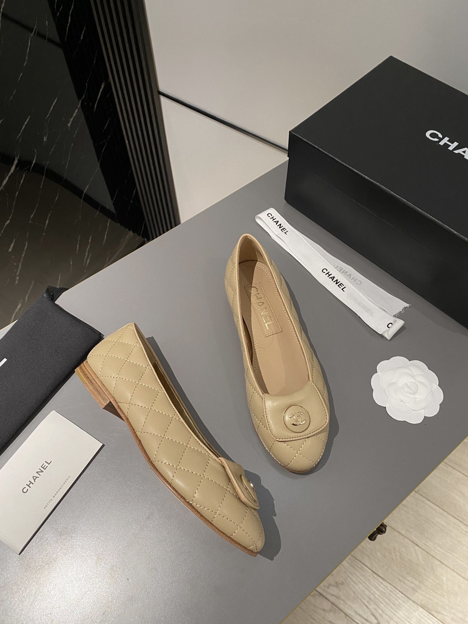 Ch**el Ballet Flats Beige For Women