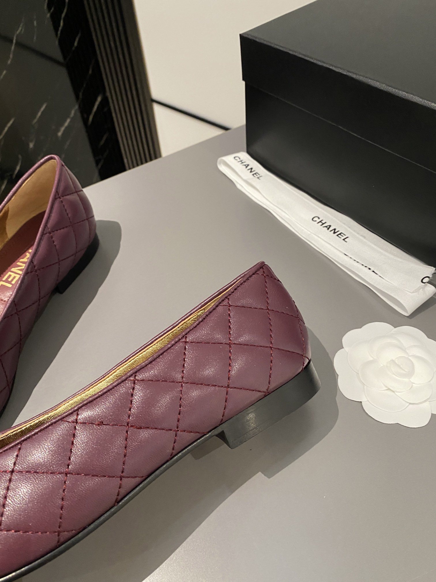 Ch**el Ballet Flats Burgundy For Women