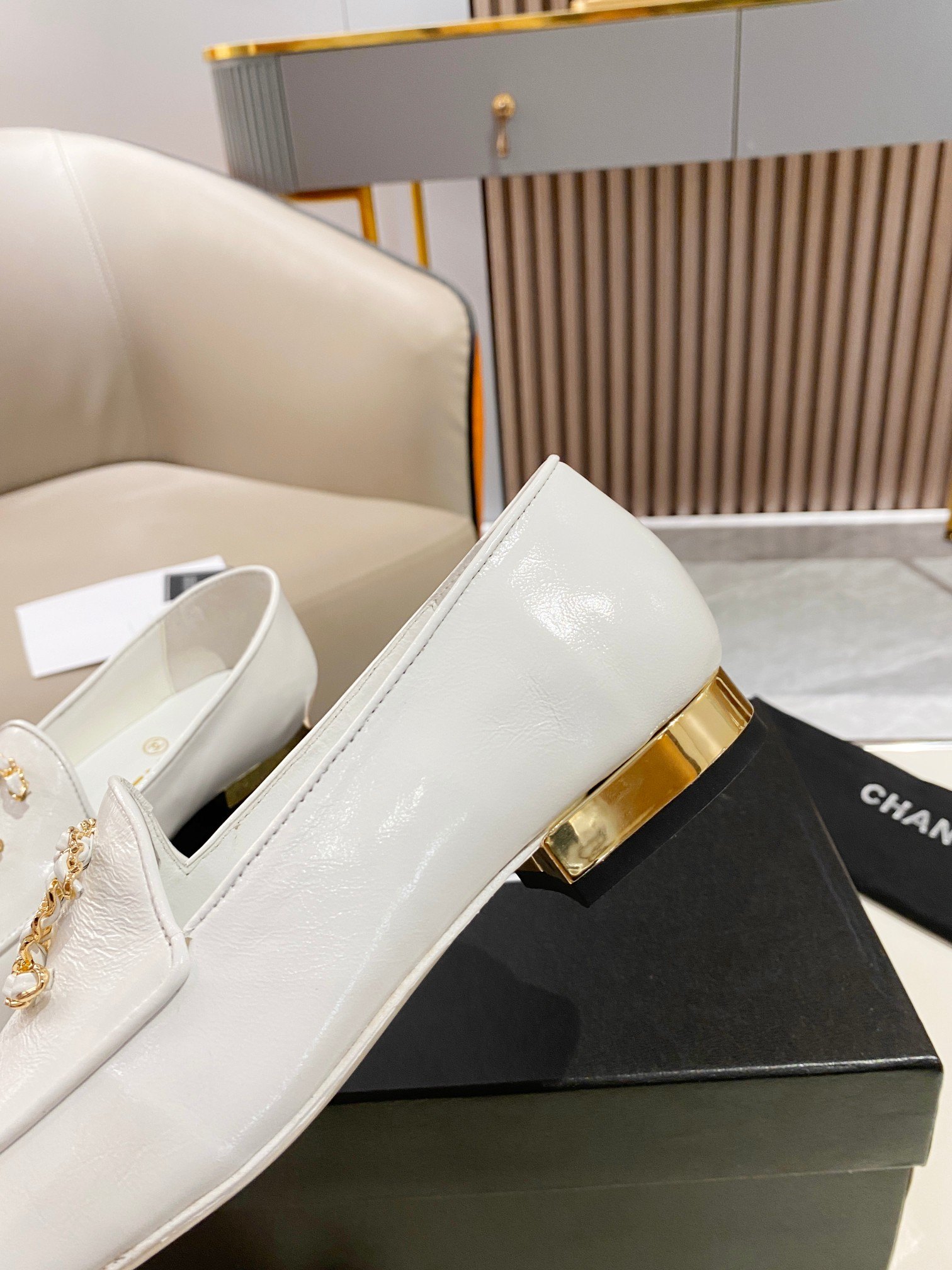 Ch**el Colorful Double C Logo Loafers White For Women