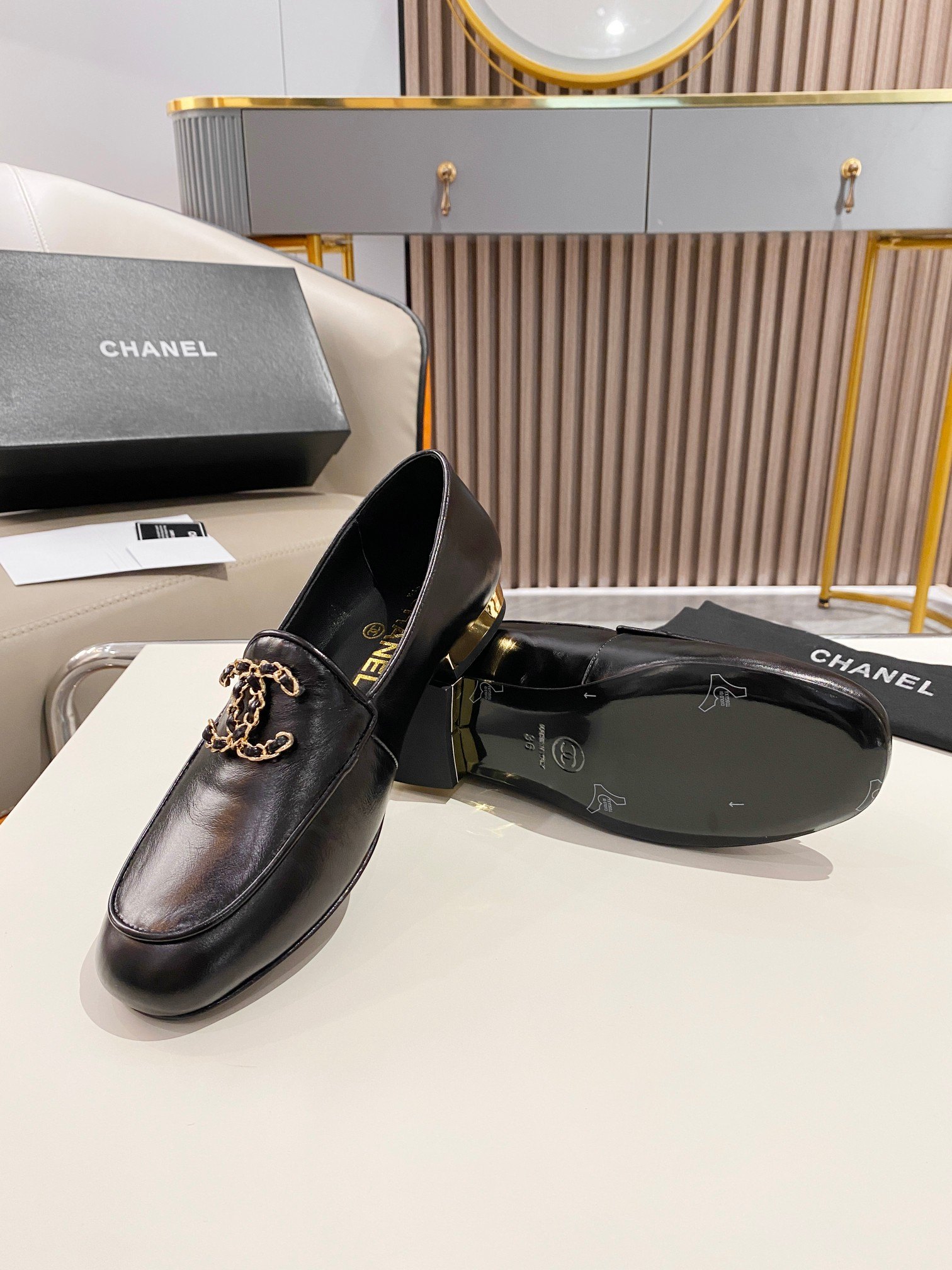 Ch**el Colorful Double C Logo Loafers Black For Women