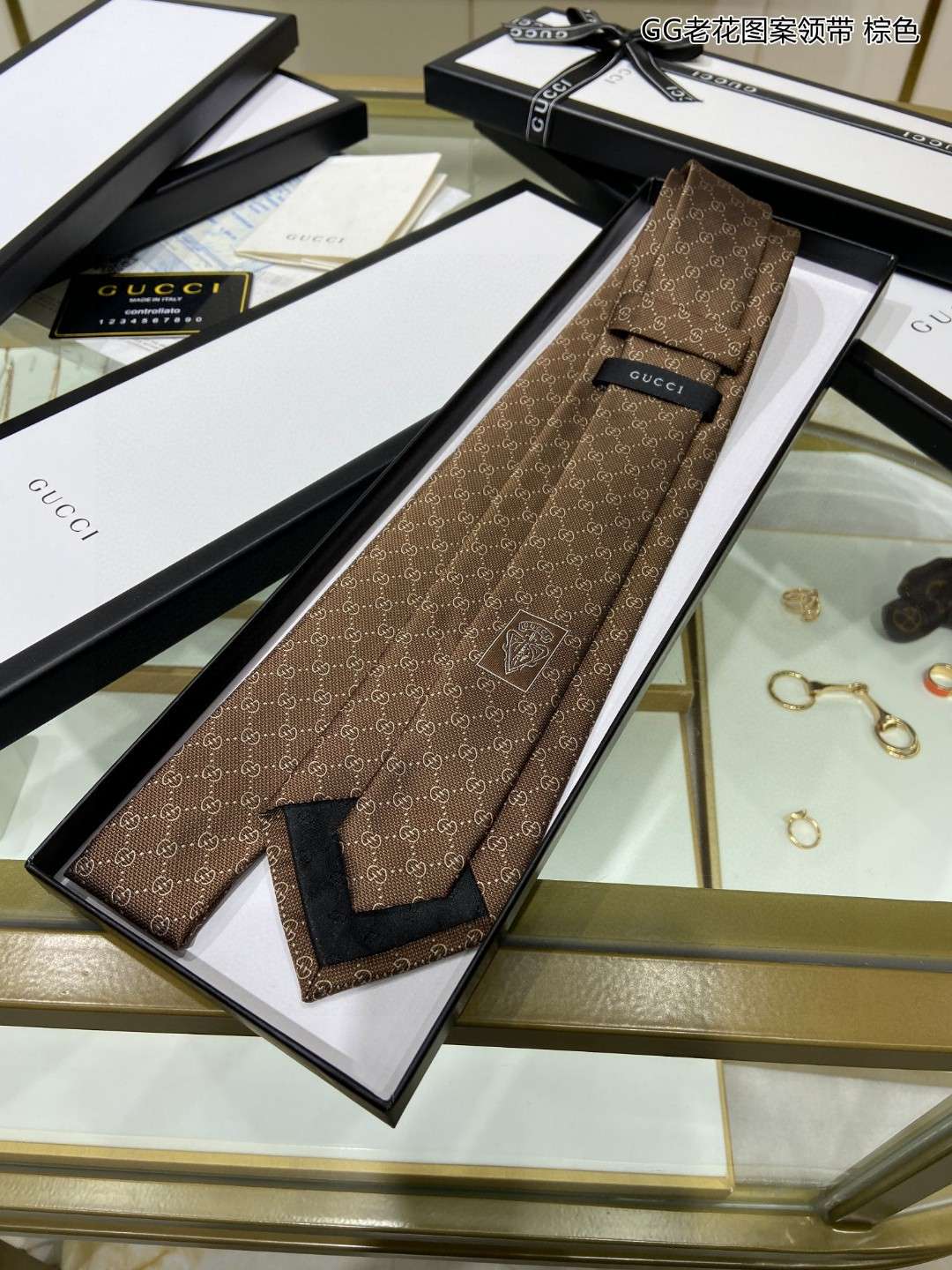 Gvc*1 Pattern Silk Tie Brown For Men