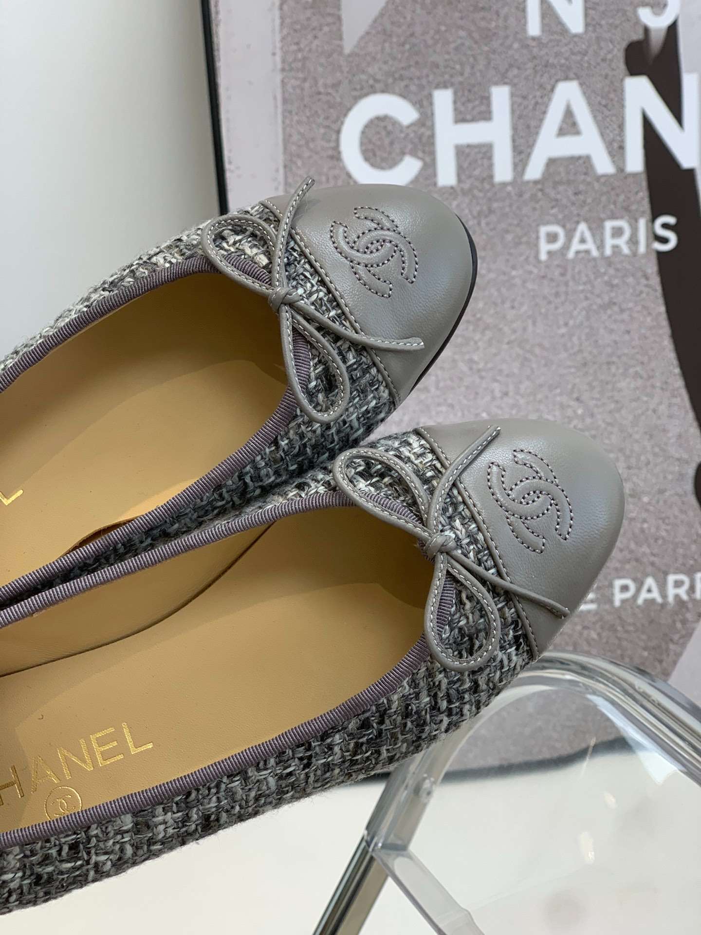 Ch**el Ballet Flats Grey For Women