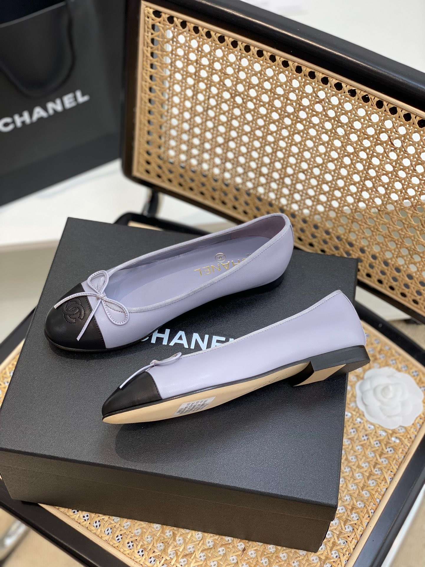 Ch**el Ballet Flats Light Purple For Women