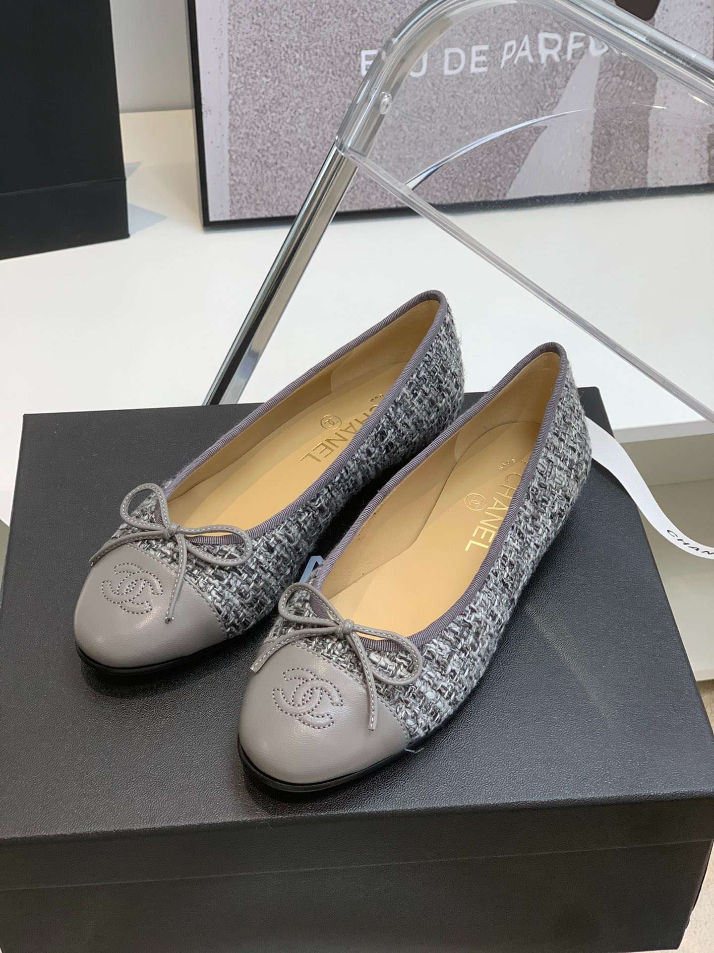 Ch**el Ballet Flats Grey For Women