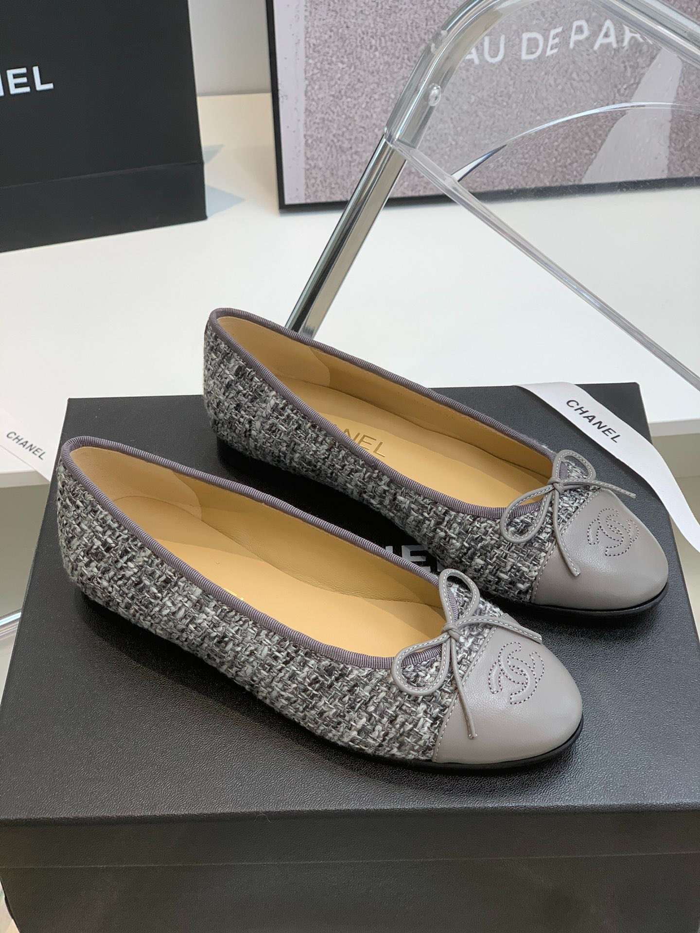 Ch**el Ballet Flats Grey For Women