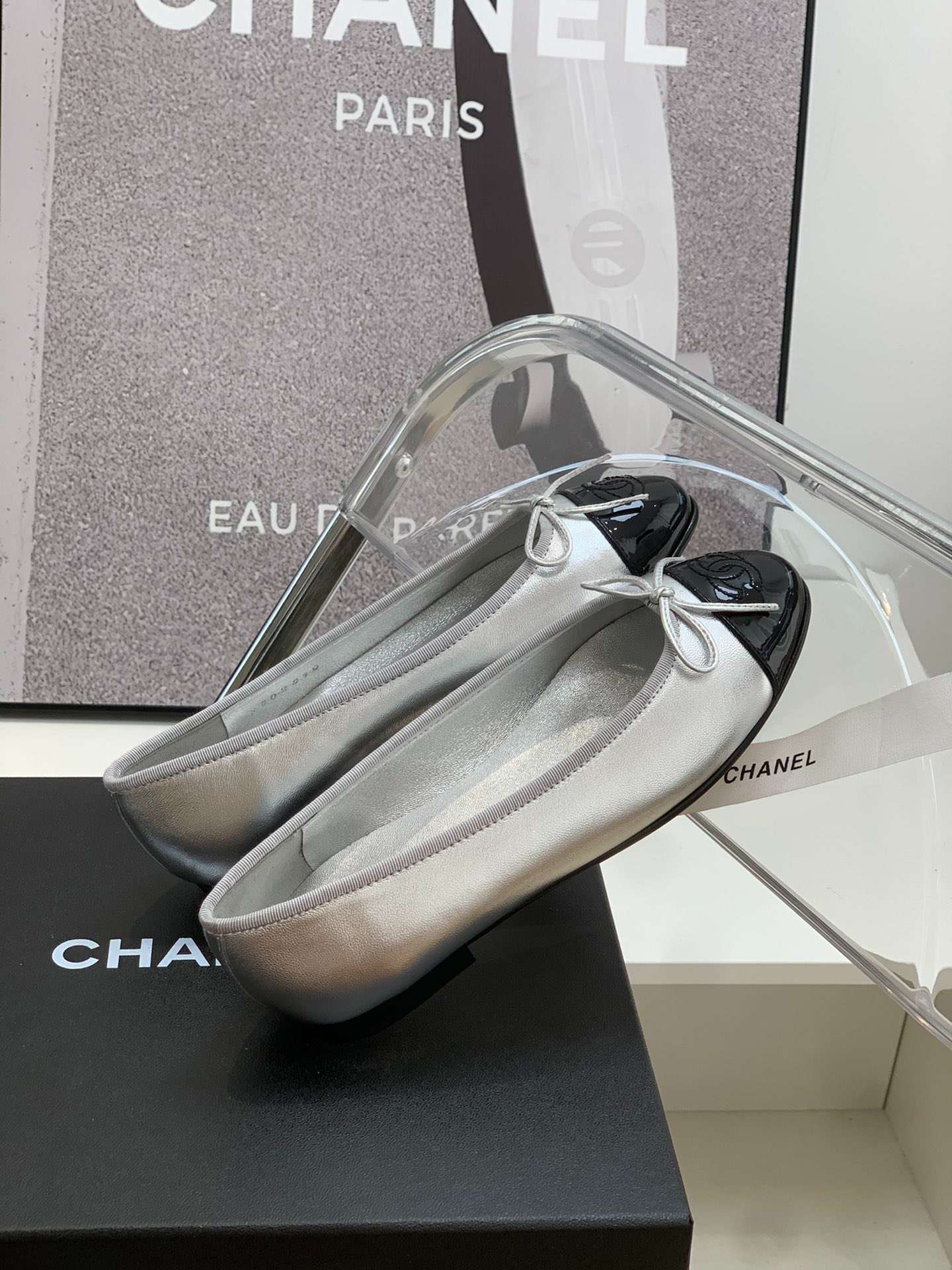 Ch**el Ballet Flats Silver For Women